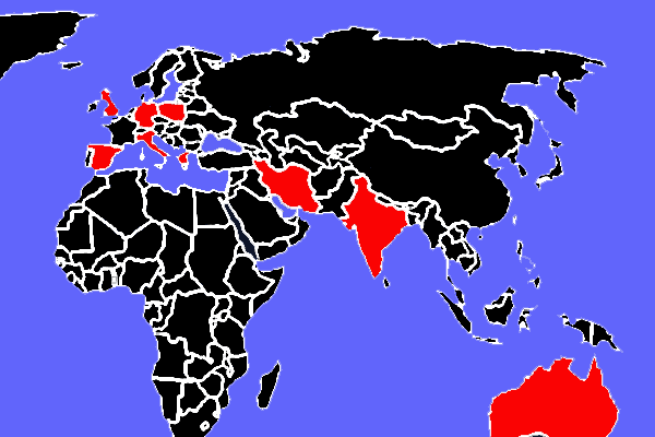 World map of film festivals